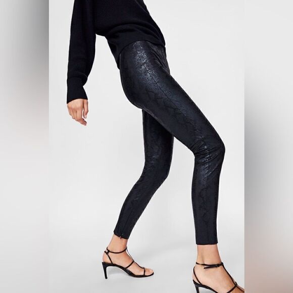 ZARA Faux Snakeskin High Waist Skinny Pants Size Small - Picture 1 of 6